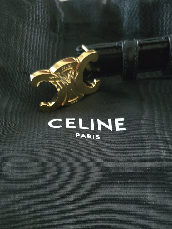 Celine Accessories - NEW Celine Triomphe Black Leather Belt Size 70